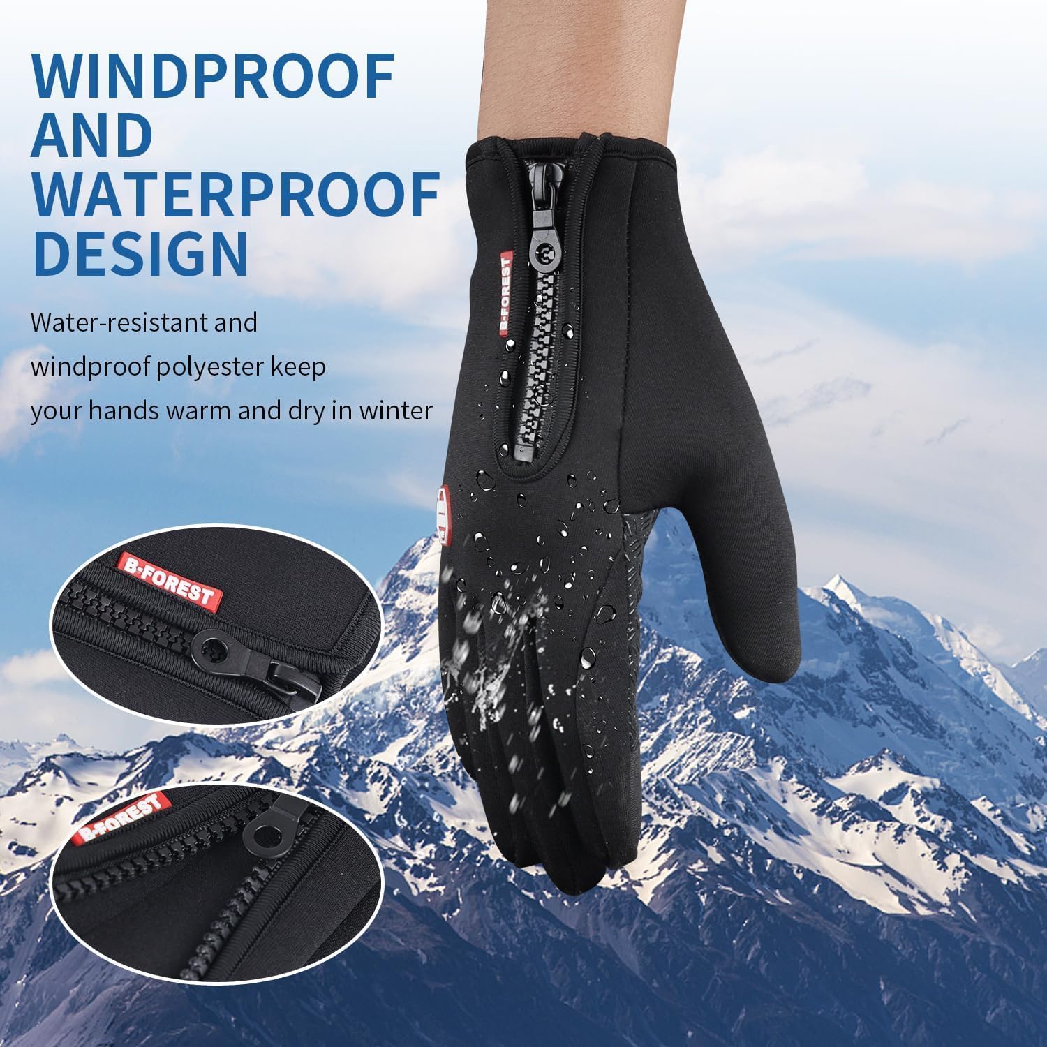 Winter Gloves, Anti Slip Touchscreen Gloves Windproof Cycling Gloves, Thermal Gloves Cold Weather Cycling Gloves for Men Women Walking Riding Driving - Image 9