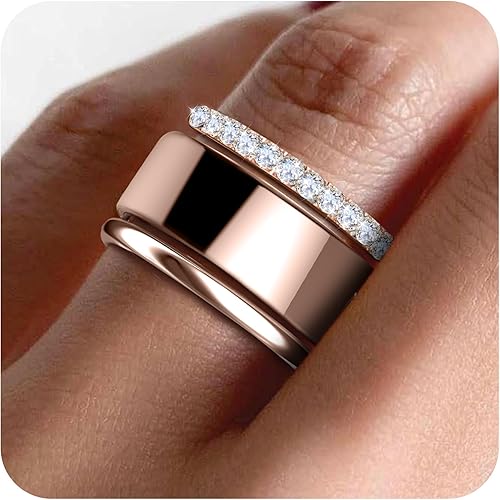2 Pack 14K Gold Plated Stackable Rings Compatible with Oura Ring Gen 3/4, Cubic Zirconia Simulated Diamond Stacking Rings Eternity Bands for Smart Ring