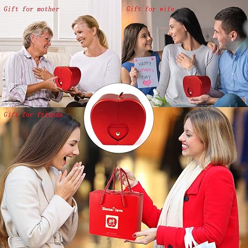 Miniatura 6 de Caja de almacenamiento con forma de manzana con forma de manzana preservada con collar de joyería de ala de ángel para mujer, día de San Valentín,