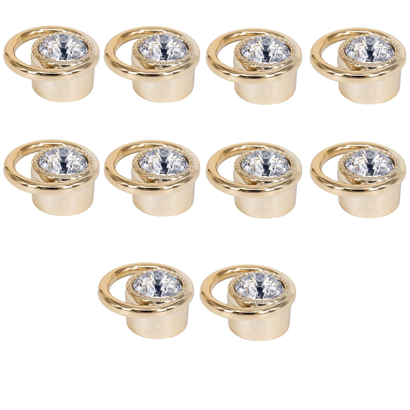 Kfgisd 8048 Gold 10 Pcs Furniture Drawer Handles And Knobs,Cabinet Knobs Single Hole Crystal Cabinet Handle,Crystal Handles(8048 Gold)