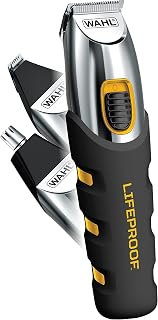 WAHL All in One LifeProof Cordless Rechargeable Lithium-Ion Hair and Beard Trimmer for Men with Detail Attachment & Ear & Nose Hair Attachment Head – Model 3023803
