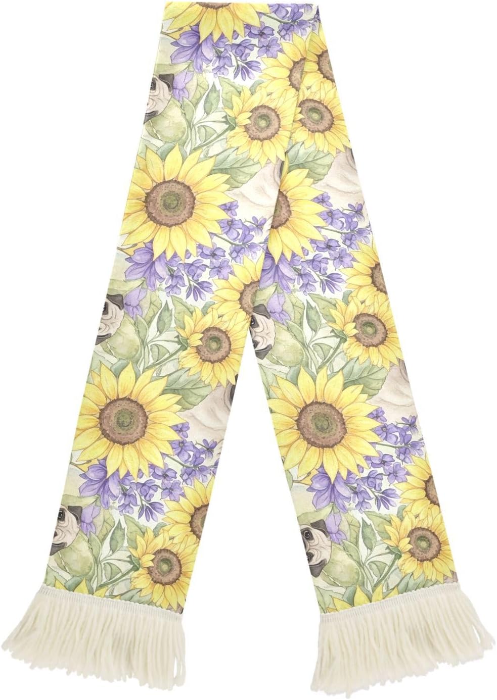 CHIFIGNO Pug Dog Sunflower Sports Fan Scarf for Soccer Game, Quick Dry Towel, Soft Polyester, Cheer Banner, Washable, Versatile Fan Accessory