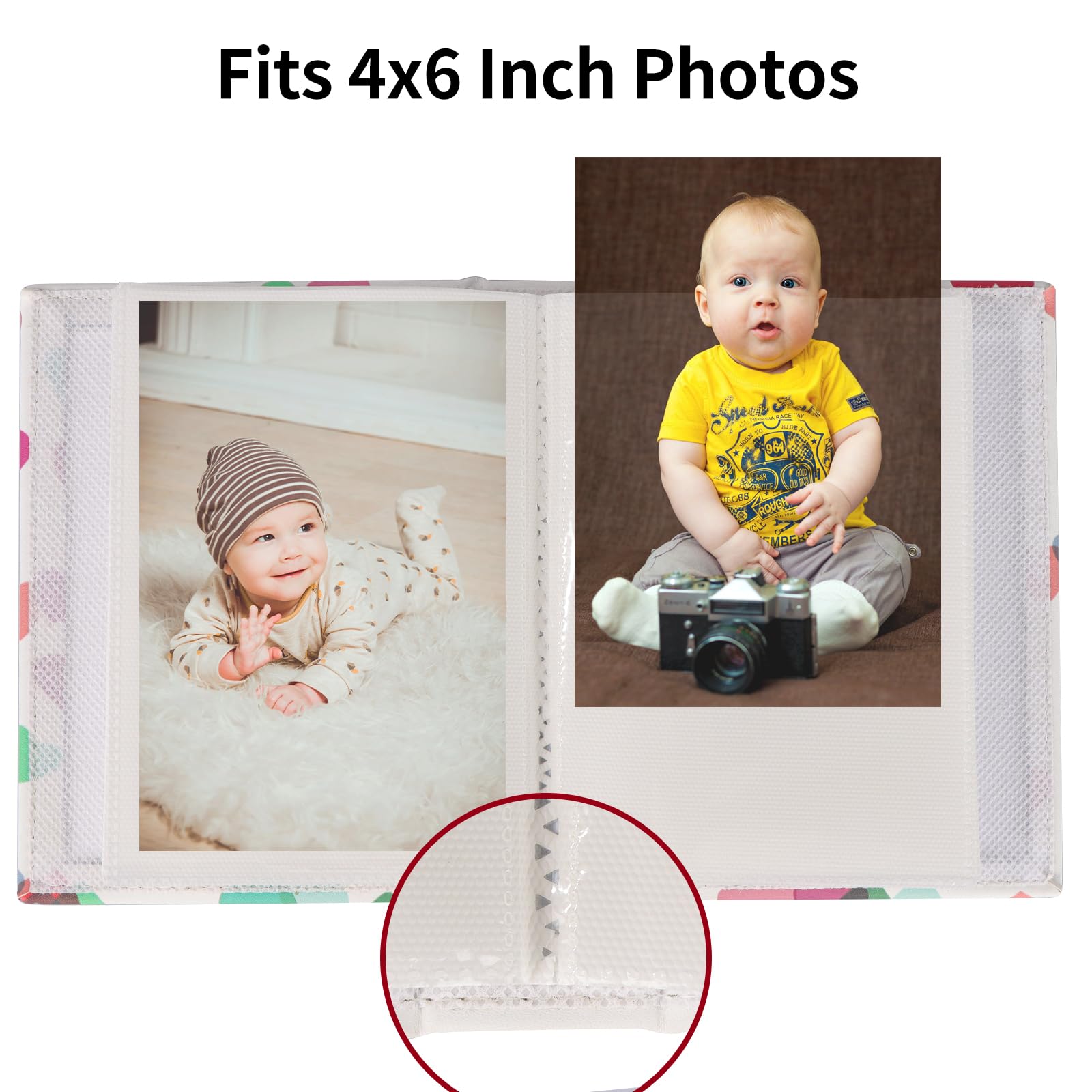 POJAGU Mini Photo Album - 52 4x6 Photos, Vegan Leather Cover, Hearts Theme, Portable Wallet for Family, Wedding, Girls