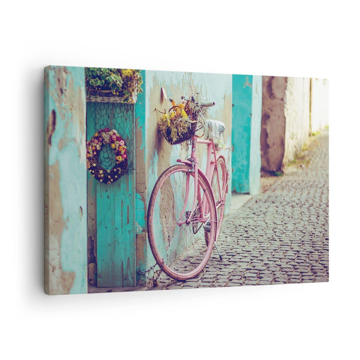 ARTTOR Lienzos decorativos Rosa Bicicleta Vintage Cuadro Sobre Lienzo Moderno 70x50cm Cuadros Decoracion Salon Dormitorio Cocina Cuadros Pared Imágenes Wall Art Prints Decor Canvas AA70x50-4471