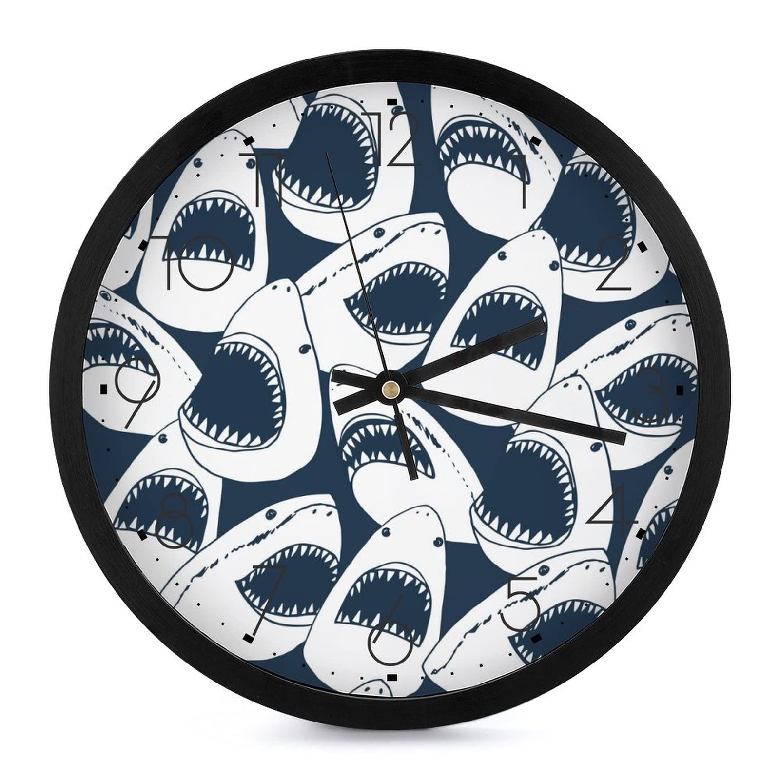 Horloge requin blanc pour salon et salle de classe pendule moderne silencieuse