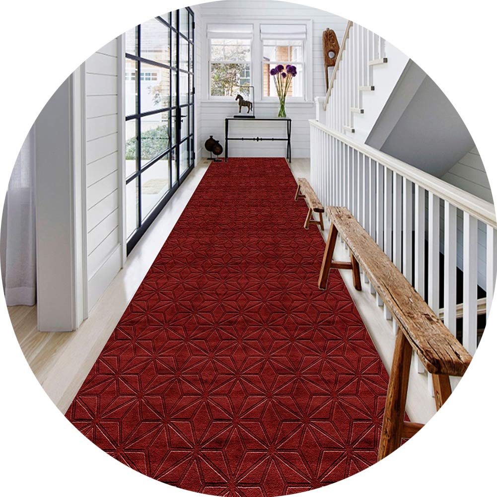 Moqueta corredor lavable para entrada con estampado de triángulos 3D rojos