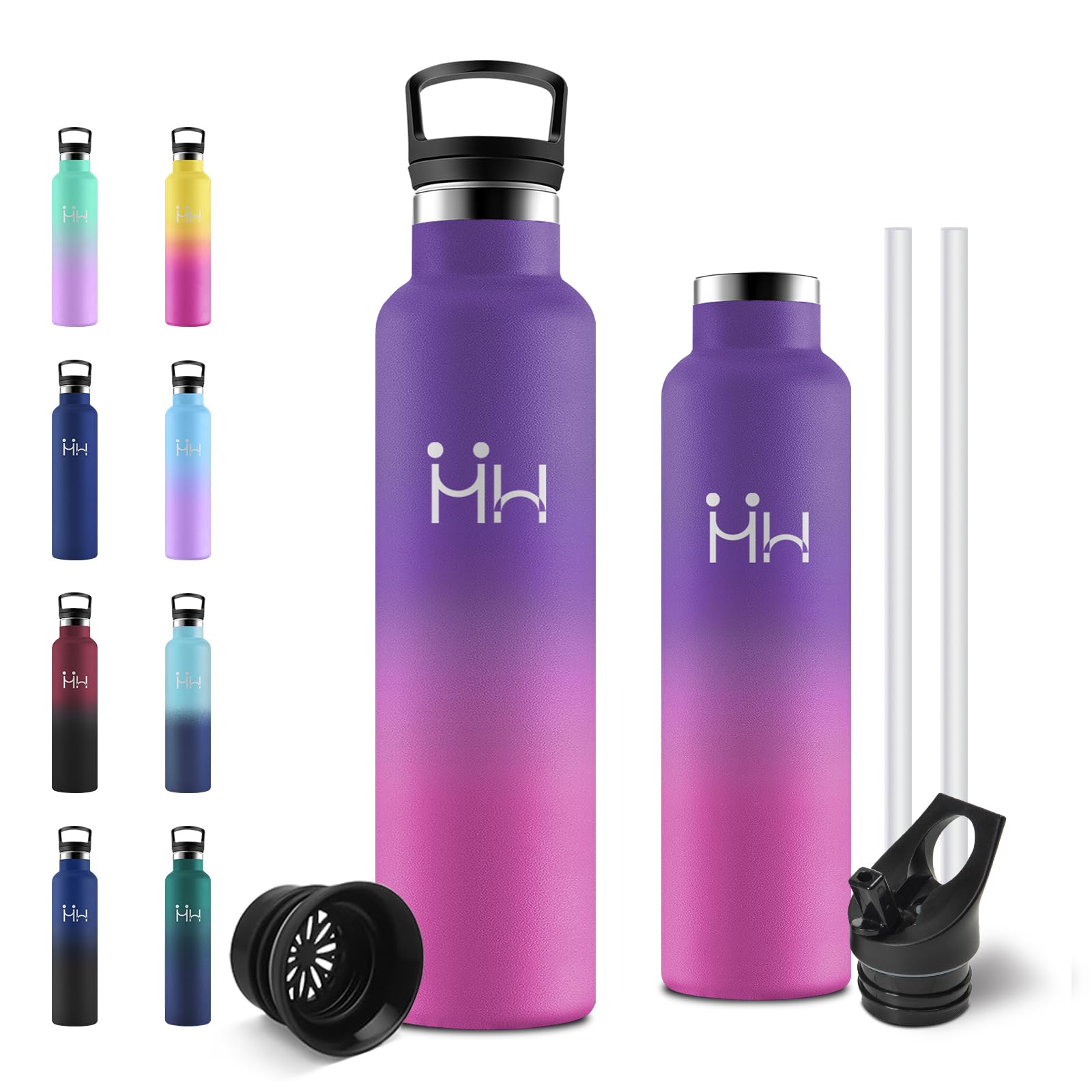 JAPORIA 1L Insulated Water Bottle with Straw Double Layer Leak Proof Water Bottles for Carbonated Drinks Camping