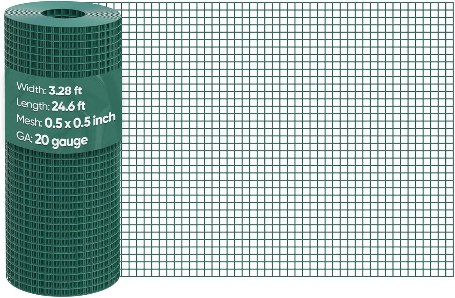 Quictent 3.3 x 25 FT Hardware Cloth for Chicken Coop, 1/2 inch 20 Gauge Dark Green Vinyl Coated Chicken Wire Mesh, Predator Proof Chicken Fence, Garden Netting