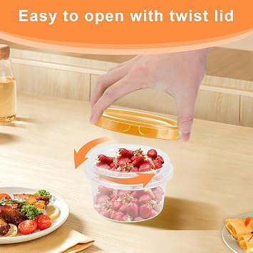 12PCS Plastic Round Food Containers with Screw on Lids 250ML, Stackable Food Storage Containers Jars Leakproof Mini Storage Boxes Freezer Food Pots Bowls, Airtight Dishwasher Safe