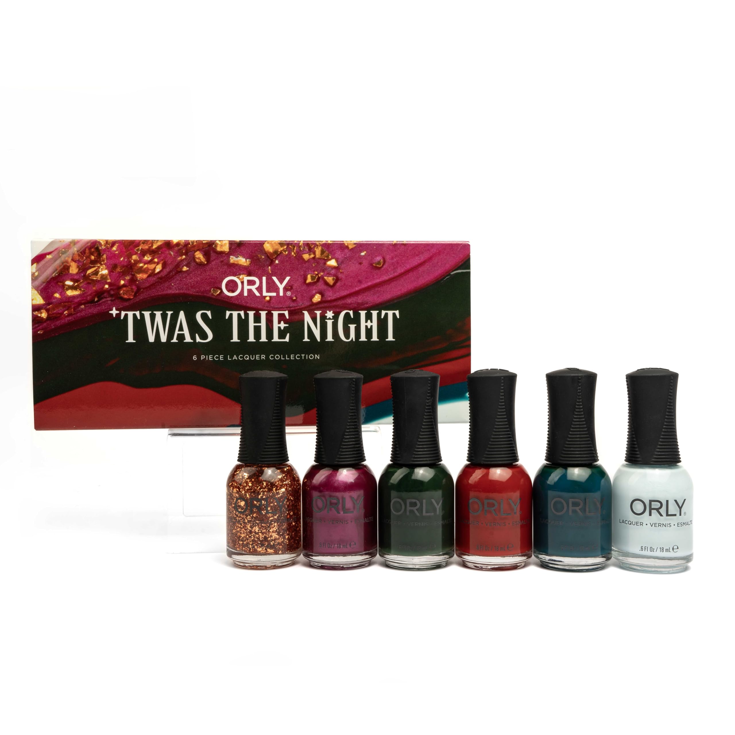ORLY Twas The Night 6PIX Nagellack Set – 6 x 18 ml Nail Polish in festlichen Winter- & Holiday-Farben, Hochglanz Finish, Schnelltrocknend, Langanhaltend, Vegan & Cruelty-Free, Geschenkset