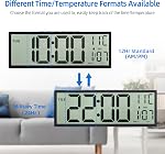 LEIKE 15" Large Digital Wall Clock Battery Operated, Big LCD Screen Display with Date and Time,Auto DST,Temperature,Clock Decor for Living Room,Bedroom,Desk,Classroom,Easy to Read for Elderly-Black