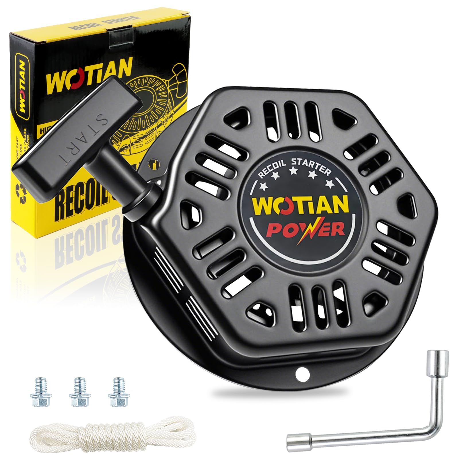 WOTIAN Recoil Starter Compatible with Champion 212cc 196cc 224cc Pull Start Assembly Generator Parts 3500w 4000w Part#22.061000.00