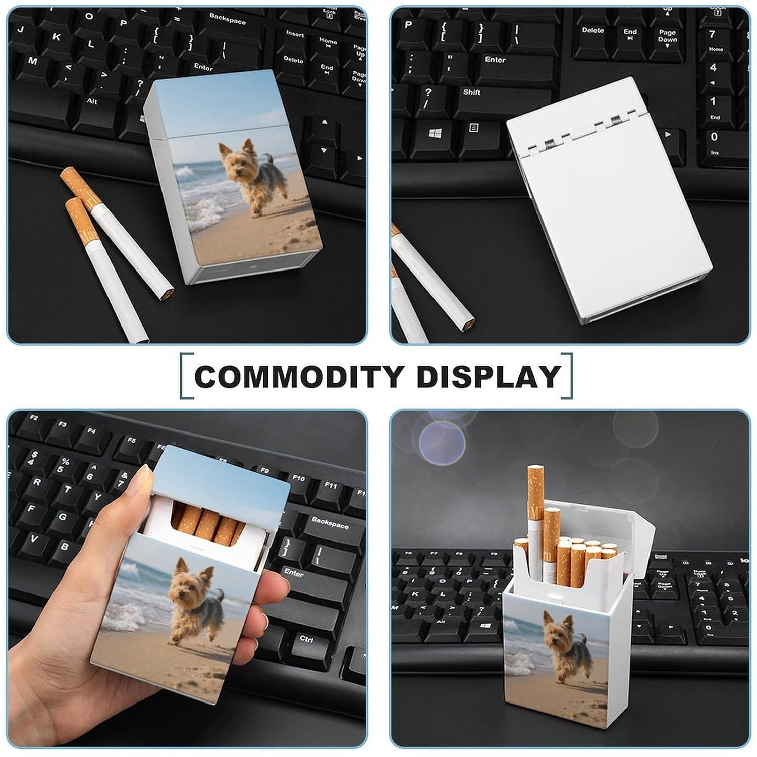 Waterproof Cigarette Case Large Capacity, Yorkshire Terrier on Beach image 5