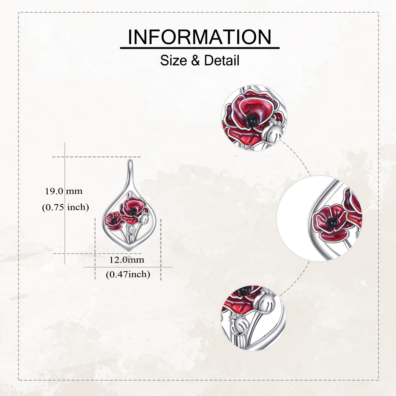 ONEFINITY Blume Ohrringe 925 Sterling Silber Rot Mohn Rose Ohrringe Mohn Blume Schmuck Geschenk für Damen
