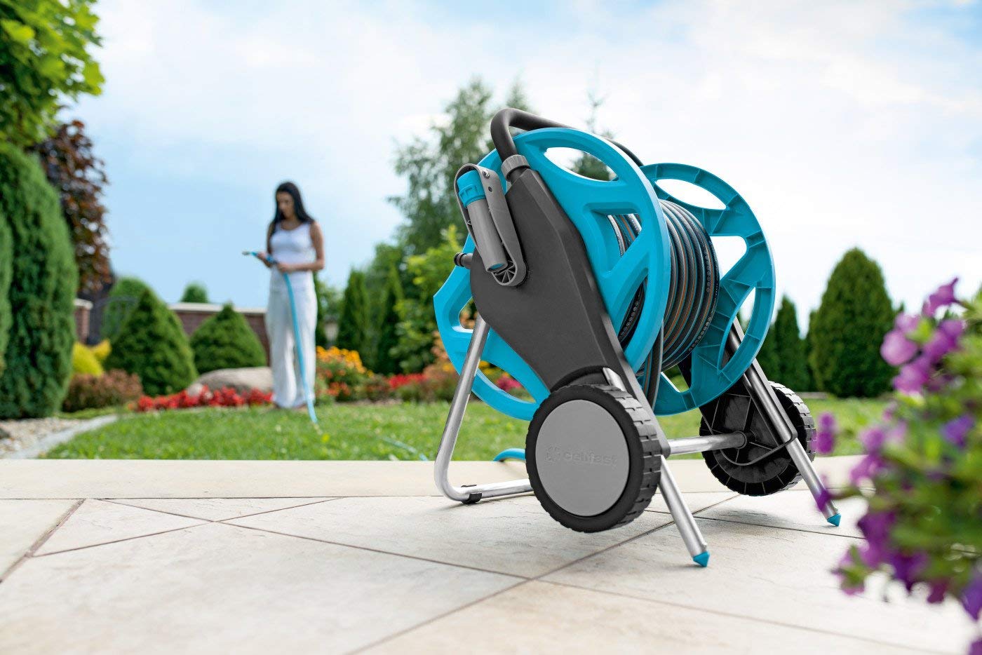 CELLFAST Schlauchtrommel Set Gartenschlauch 30 Meter Schlauchwagen Rasensprenger Schlauchverbinder Anschlusset 1 2 Zoll Discover