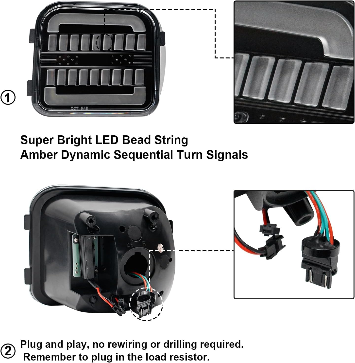 Front Turn Signal Corner Marker Lights Compatible with H3 H3T 2006 2007 2008 2009 2010 Yellow Dynmaic Sequential Blink LED as Turn Signal Lights,White as Daytime Running Lights (Clear Lens)