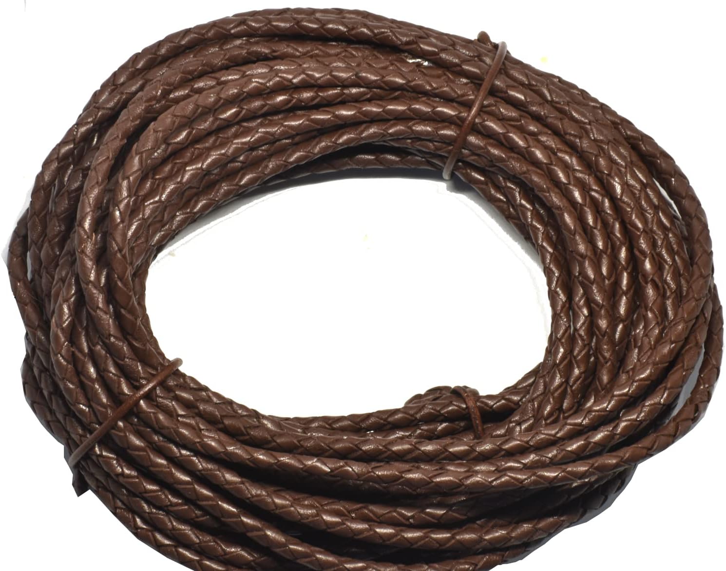 4 mm Braided Leather Cord, Chocolate Brown 10 Meter Hank