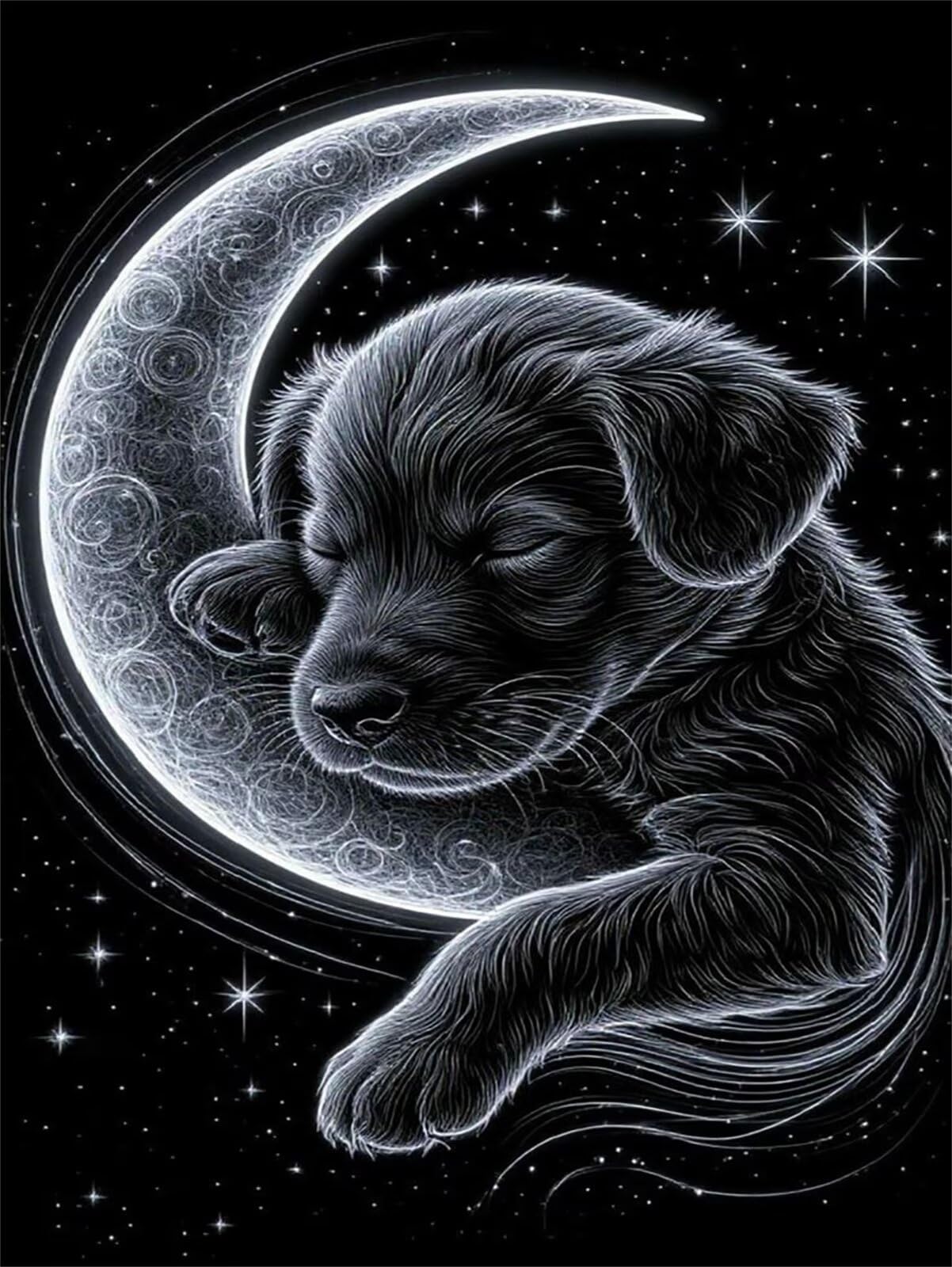 Puzzle 1200 Pezzi Astratto Luna Cane Puzzle per Adulti, Difficile e Sfidante con Poster Idea Regalo per Appassionati Puzzle Classici