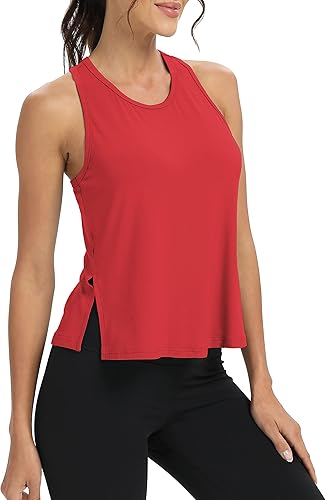 Miniatura 3 de Bestisun Camisetas sin mangas de entrenamiento atlético con abertura lateral para mujer, camisetas de yoga con espalda cruzada para mujer