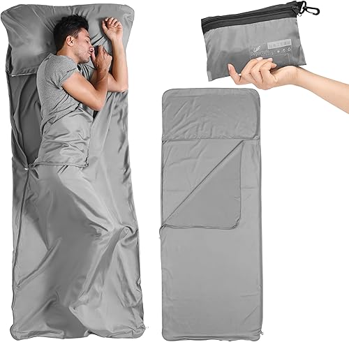 Miniatura 1 de Skywin Forro de saco de dormir para aeropuerto  Forro polar para saco de dormir de 6.89 x 2.30 pies, sábana de viaje, saco de dormir para