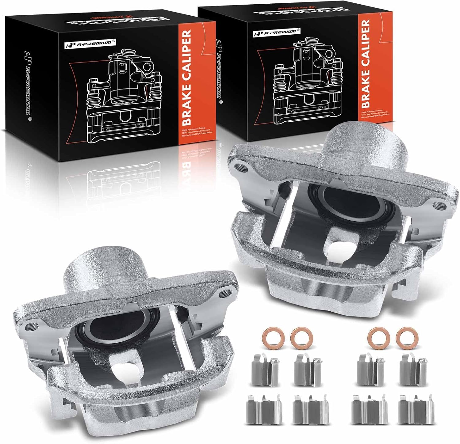 A-Premium Disc Brake Caliper Assembly with Bracket Compatible with Select Toyota Models - RAV4 2001 2002 2003 2004 2005, Sport Utility - Front Driver and Passenger Side, 2-PC Set