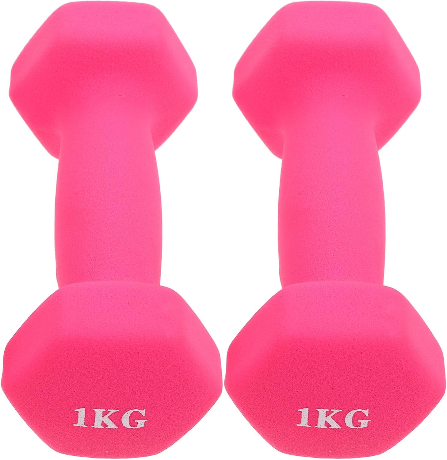 Cast Iron Dumbbells 1kg Pair with Non-slip Coating, Pink Fitness Weights for Women and Men Home Gym Strength Training Arm and Shoulder Exercise