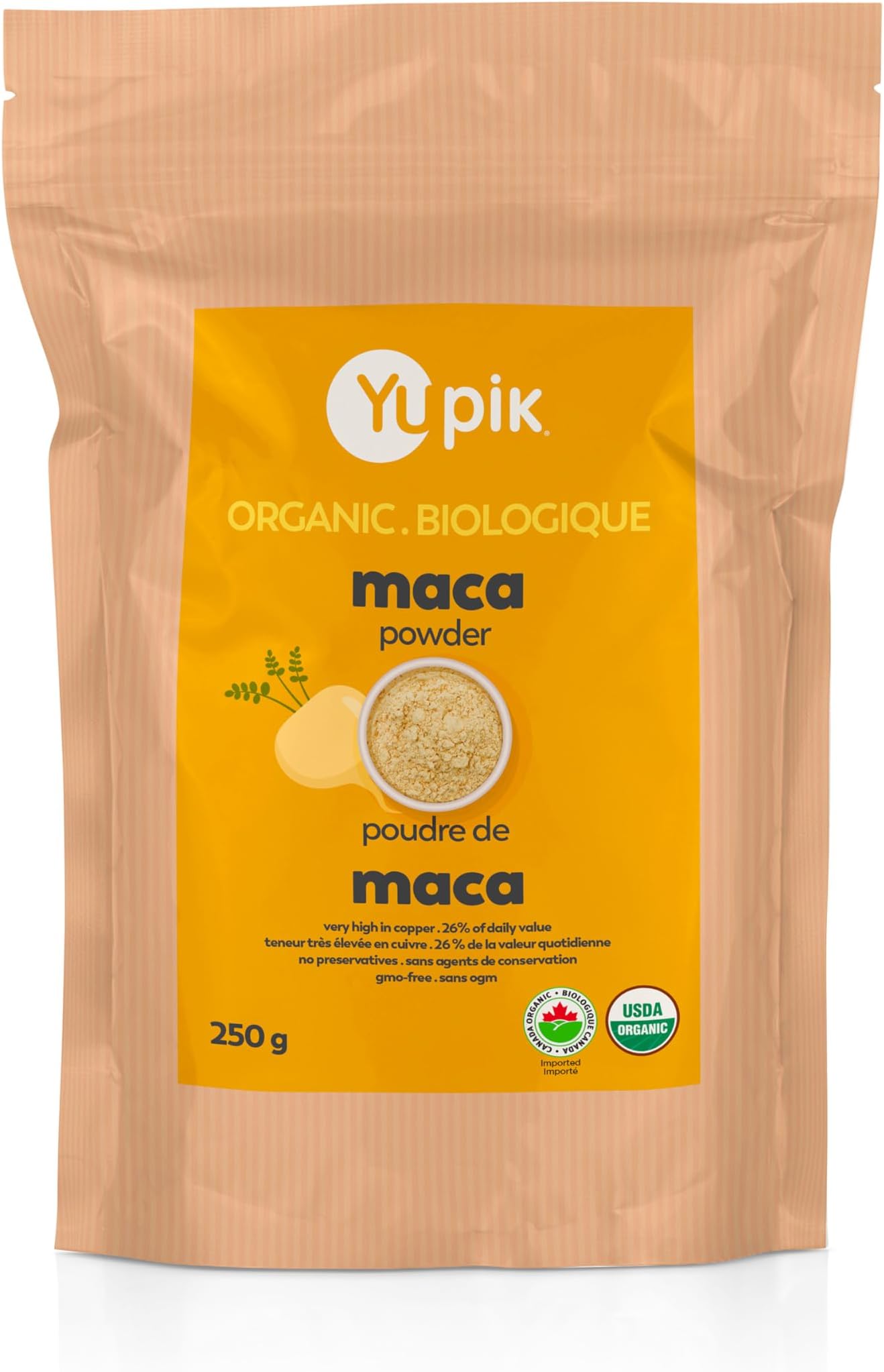 Yupik Organic Yellow Maca Powder, 8.8 oz, USDA Certified, Gluten-Free, Raw, Vegan, Kosher, Non-GMO, Nutty & Earthy Superfood for Smoothies & Baking