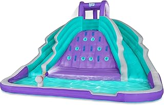 SUNNY & FUN Ultra Climber Inflatable Water Slide Park â€“ Heavy-Duty for Outdoor Fun - Climbing Wall, Two Slides & Splash Pool â€“ Easy to Set Up & Inflate with Included Air Pump & Carrying Case
