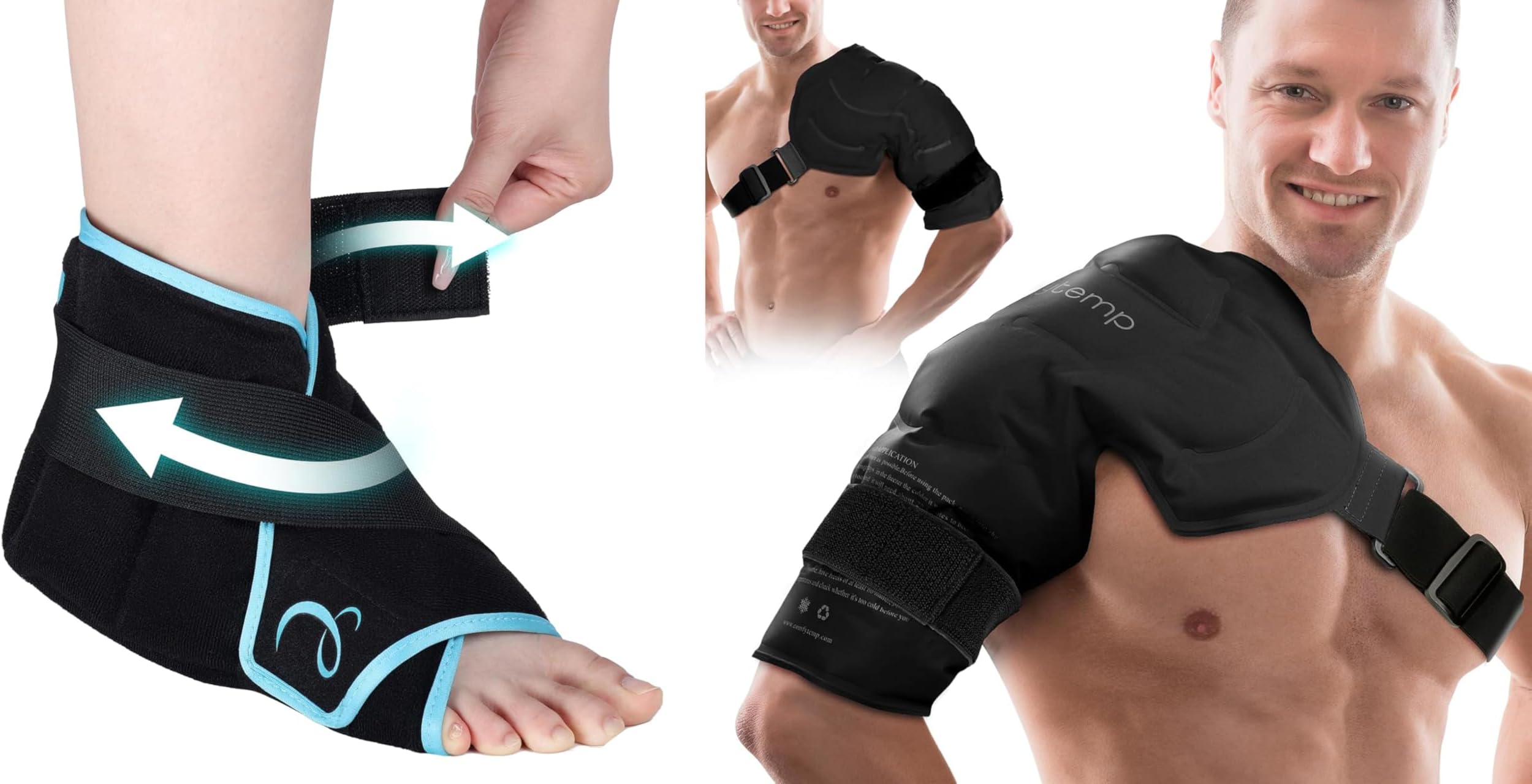 Shoulder Ice Pack and Ankle Ice Pack Wrap, Ice Packs for Injuries Reusable Gel, Men Women Get Well Gift