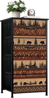 Dresser for Bedroom Dresser for Closet Bear Pine Tree Geometric Rustic Southwestern Earth Tones Dressers & Chests of Drawers Fabric Closet Organizers and Storage with 4 Drawers Storage Bins