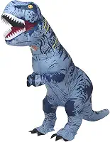 Fantasia inflável de dinossauro para adultos, fantasias de Halloween T Rex para mulheres e homens, festa de cosplay engraçada (azul)