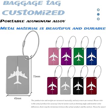 10 PCS Personalized Luggage Tags, Custom Engraved Aluminum Luggage Tags for Family, Personalized Engraved Metal Labels for Suitcases, Backpackm.