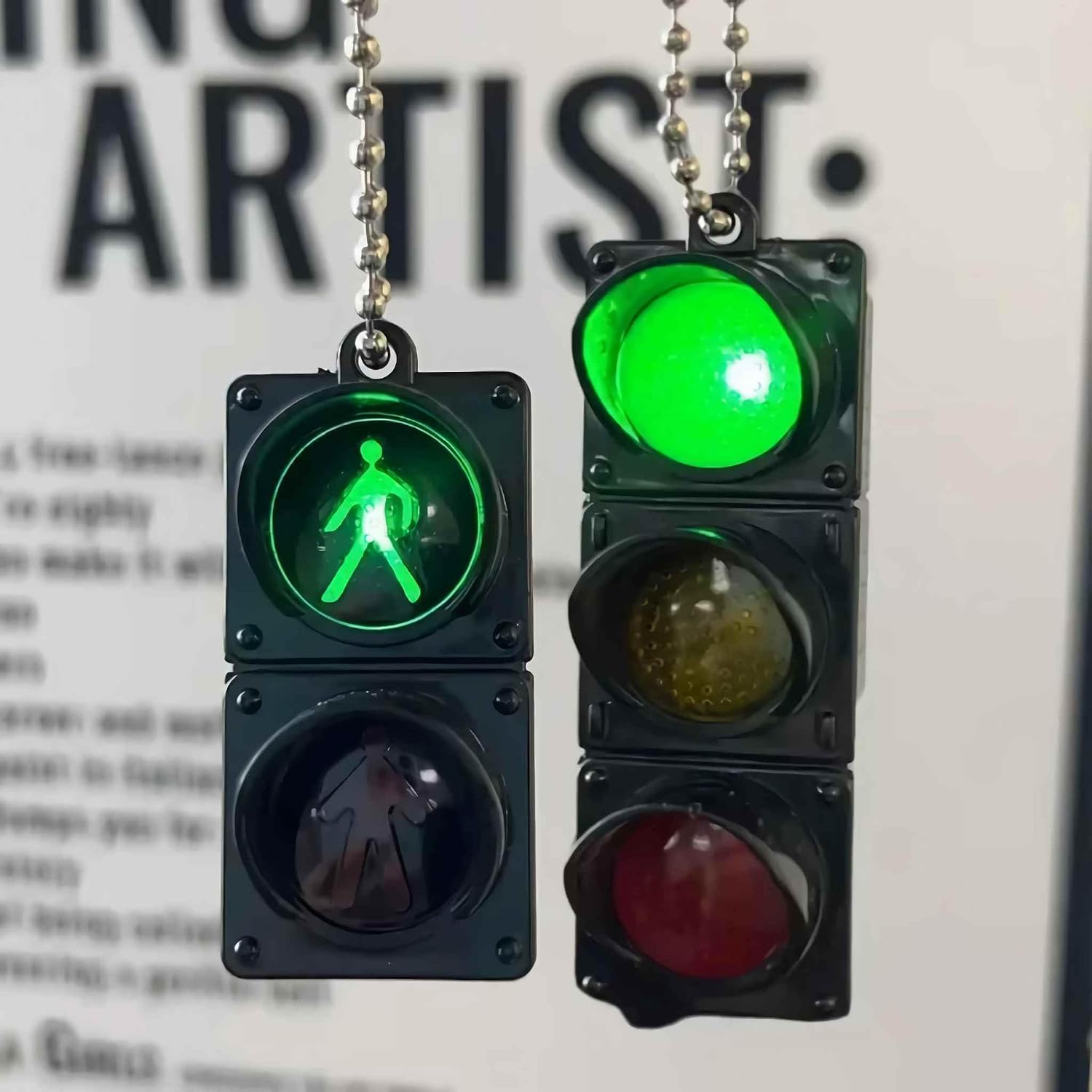 novelty car keychain for bag, funny unique cool stoplight key chain accessories for men women, purse charms for handbags, fun small gifts for men ideas