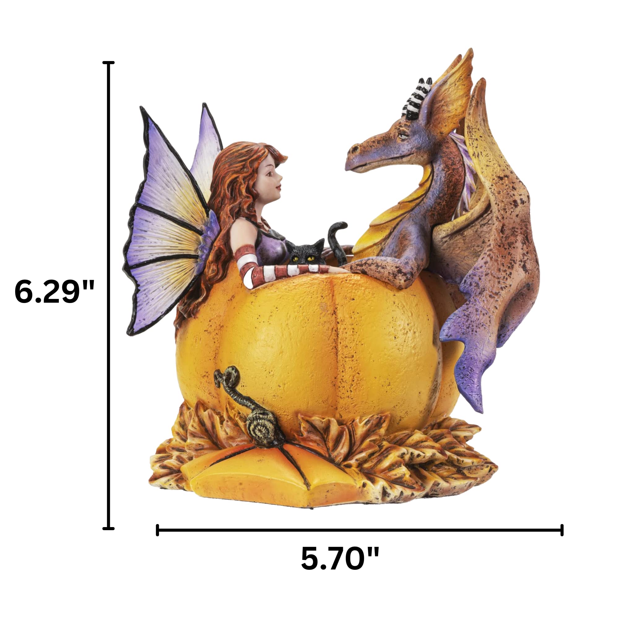 Pacific Giftware Figura de hadas y drag n en calabaza, decoraci n de interiores y exteriores para Halloween, jardines de hadas y propietarios nuevos, tama o de 5.7 x 4.5 x 6.3 pulgadas