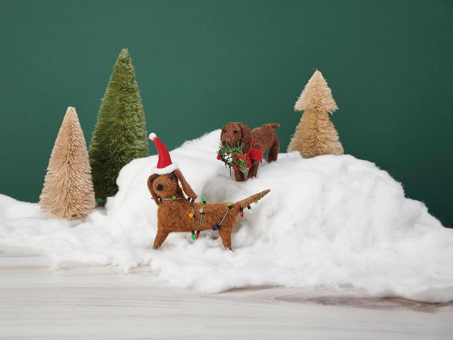 Primitives by Kathy Collectible Felt Critter, 4-inch, Holiday Wreath Dog with Red Scarf, Christmas Tiered Tray, Shelf, or tablescape Display, Mix & Match with Our Other Festive pet Themed Decor image 5