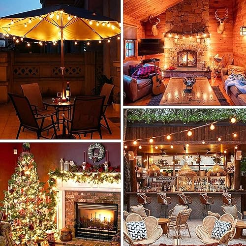 Miniatura 4 de Guirnalda de luces de patio al aire libre de 50 pies, tira de luces transparentes G40 con 53 bombillas de globo, tira de luces colgantes