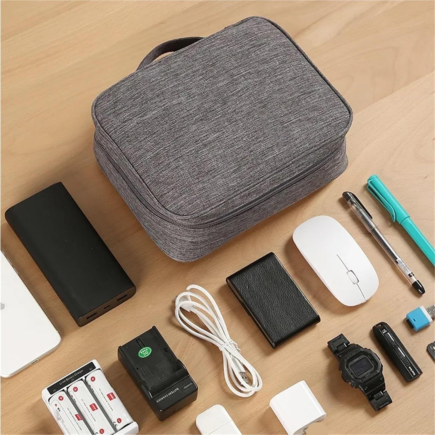 Borsa organizer per cavi. Caricatore per linea dati USB da 2 pezzi(Gray)
