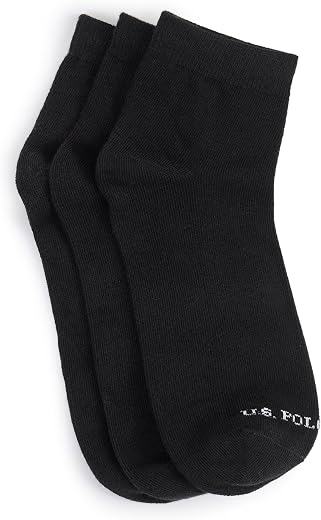 U.S. POLO ASSN. Unisex Kids U.S. POLO ASSN. Kids High-Ankle Length KS002 Cotton Stretch Socks - Pack Of 3