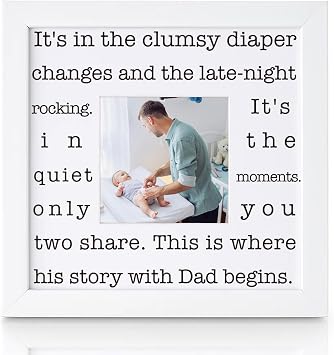 THYGIFTREE First Time Dad Gift for Men New Dad Gifts for Husband from Wife Sentimental Keepsake Picture Frame Push gift Baby Shower present for Boy Dad Expecting Dad
