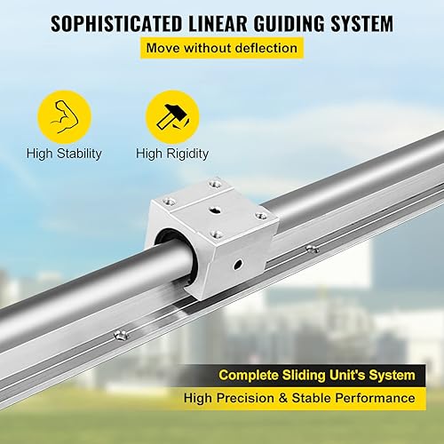 Miniatura 4 de VEVOR Riel lineal 2 piezas SBR 0787-86614in riel guía lineal y 4 piezas SBR20UU de bloques de rodamientos de carro cuadrado SBR20UU rieles de guía