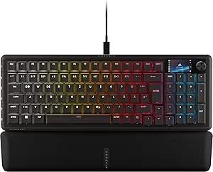 Corsair Vanguard 96 Kabelgebundene Mechanische Gaming-Tastatur– 96% Layout, MLX Plasma-Linearschalter, 8000Hz-Polling, LCD-Display, Virtual Stream Deck, G-Tasten, SOCD Flashtap, QWERTZ DE – Schwarz