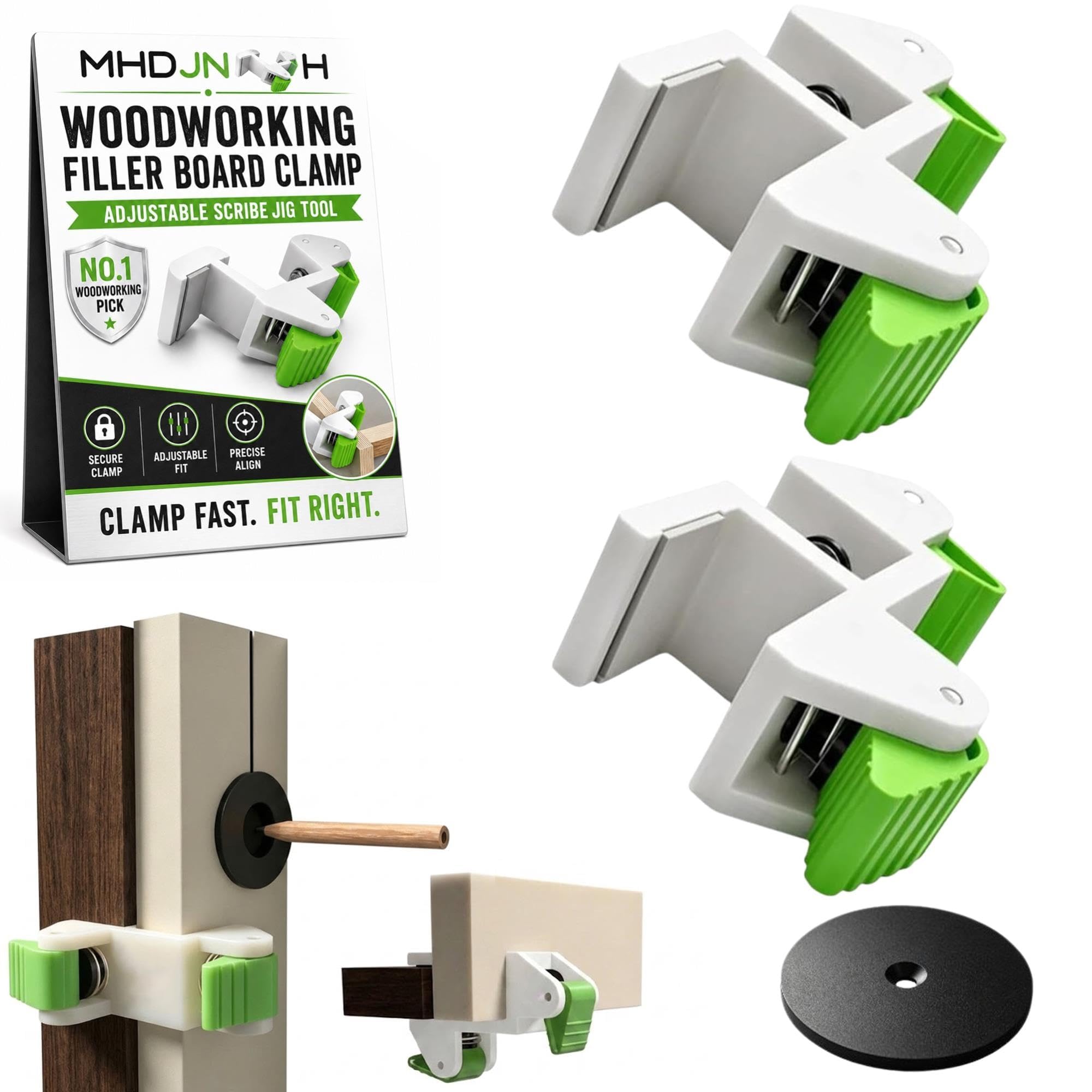 Adjustable Scribe Jig, Woodworking Filler Board Installation Clamp, Cabinet Fitting Scribing Tool for Carpenters and DIY Joinery Projects，2pcs