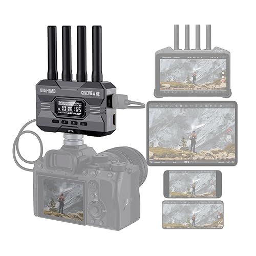 Accsoon CineView HE Wireless Video Transmission System, HDMI Video Transmitter, Dual-Band 1080p60 1200ft Range 60ms Latency, 4 Apps Monitoring, Compatible with Cineview M7 Pro/2 SDI/SE-One HE TX Only - 1 Transmitter
