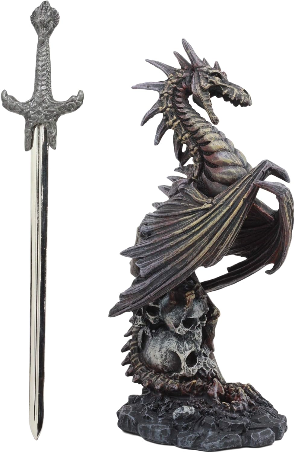 Ebros Necromancy Litche Blade Ruth Thompson Bone Dragon Statue with Dragon Letter Opener Blade 10" Tall Dragonblade Series Collection Mythical Fantasy Medieval Renaissance Decor