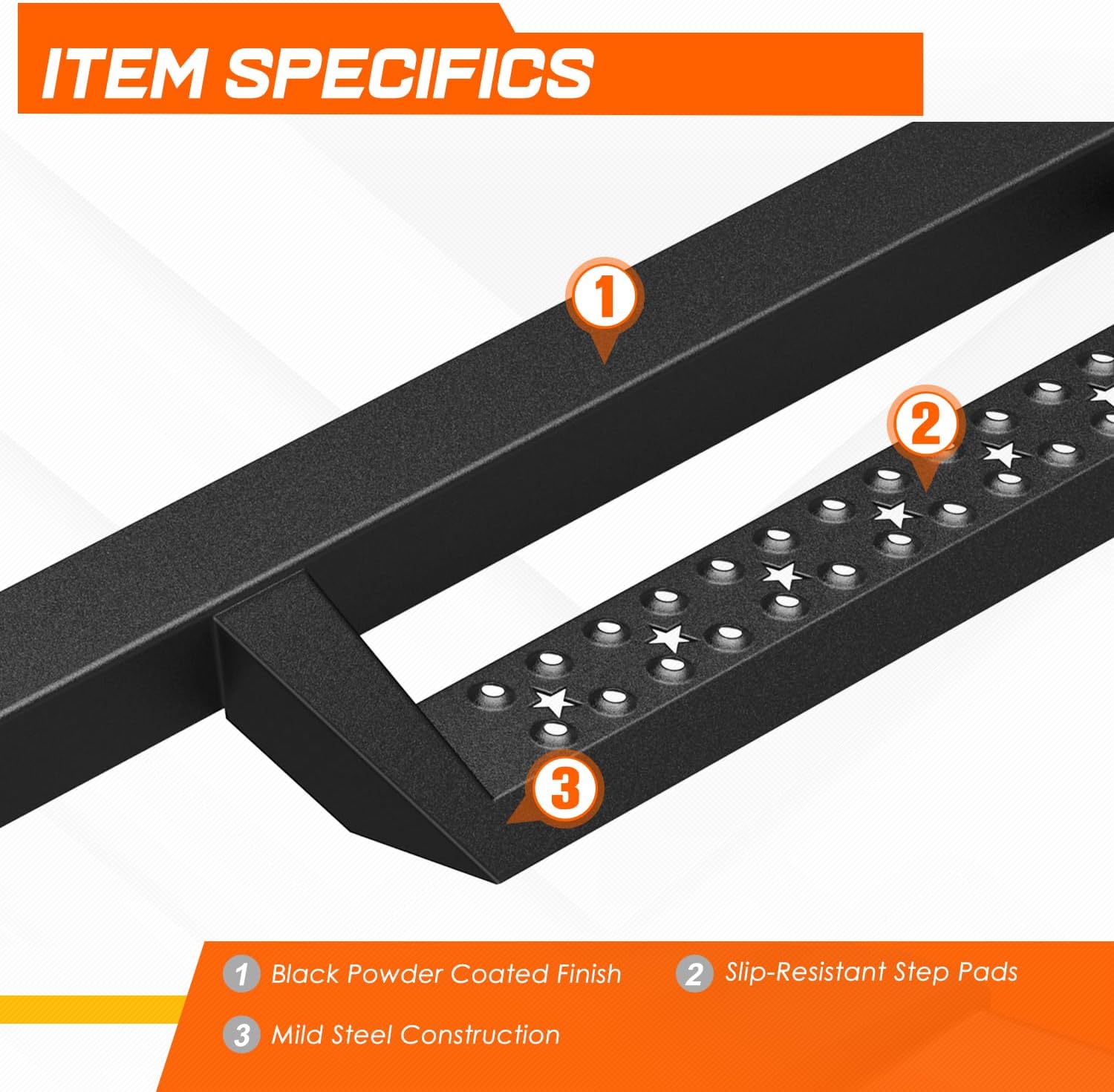 2.75" Black Drop Side Steps Nerf Bars Running Boards Compatible with 07-19 Chevy Silverado/GMC Sierra Extended Cab (Pair)