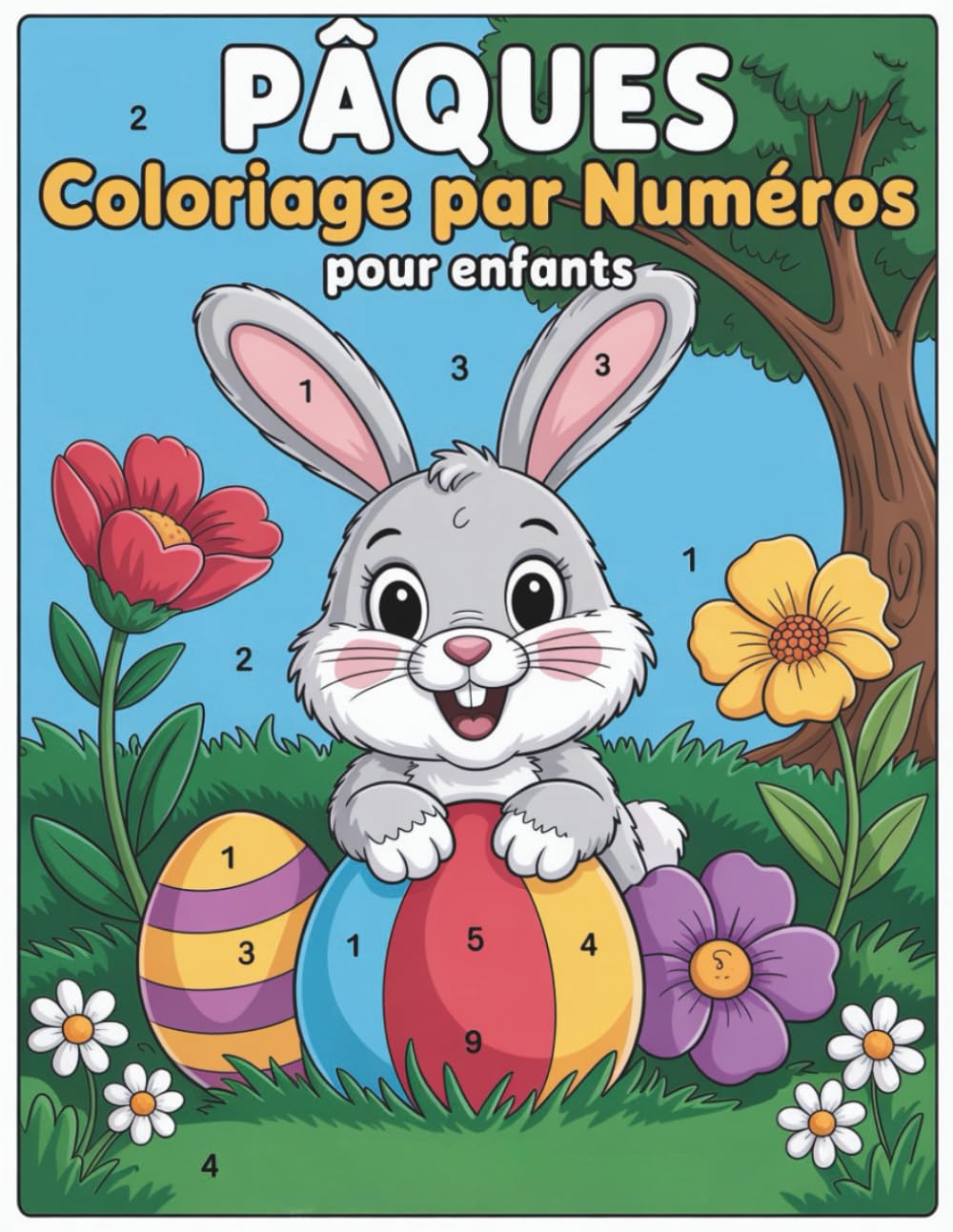 Pâques Coloriage par Numéros pour Enfants: Des dessins de Pâques simples et amusants à colorier par numéros pour enfants