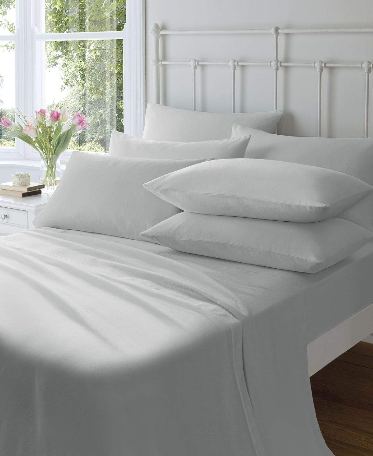 Catherine Lansfield Brushed Cotton Double Fitted Sheet Grey - Image 4