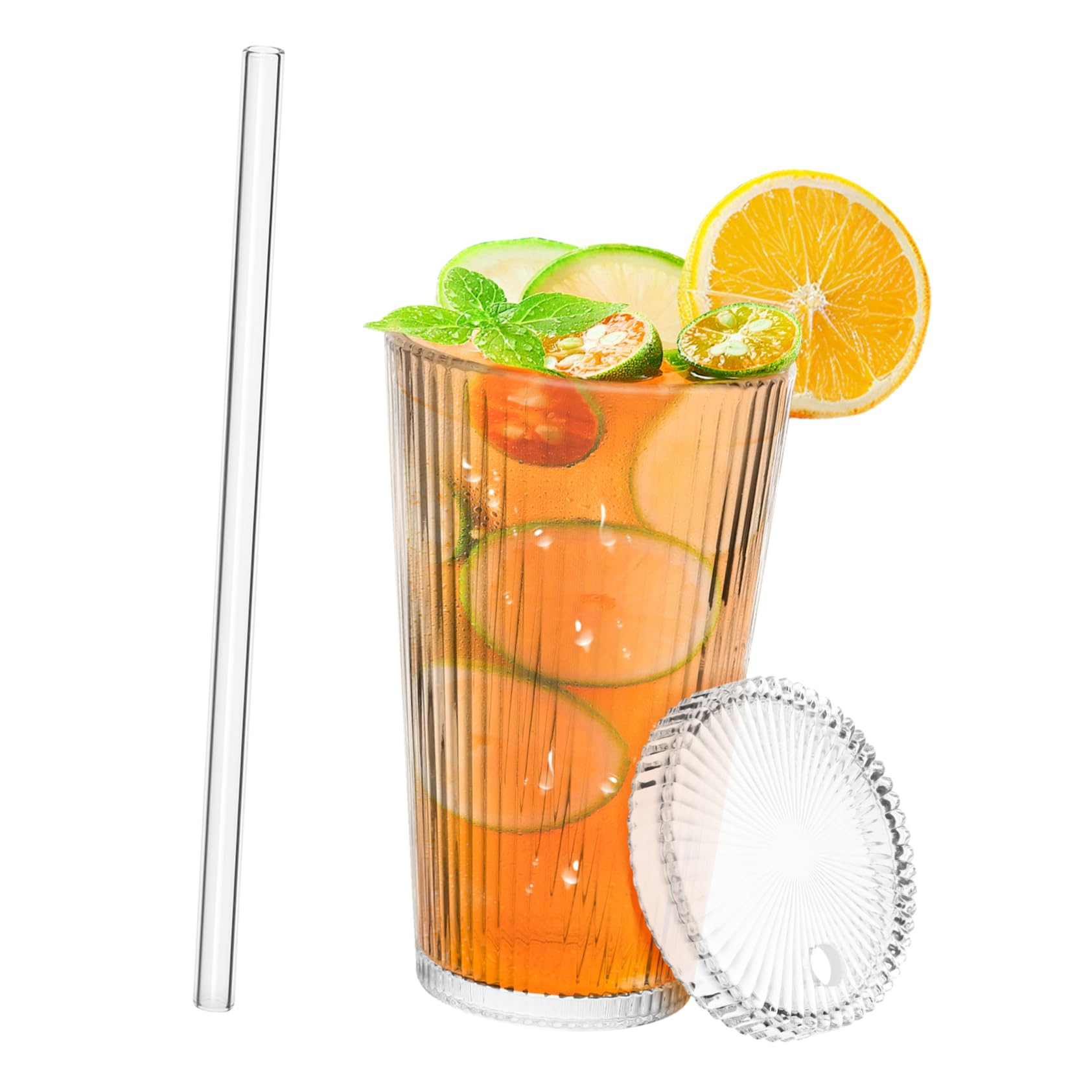 Gobelet en verre avec couvercle paille tasse café glacé boisson froide