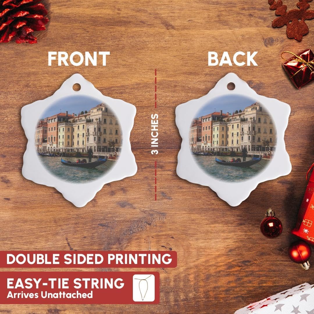 3D Rose Gondola Boats On Grand Canal-Venice-Italy Snowflake Ornament, 3" - Image 3