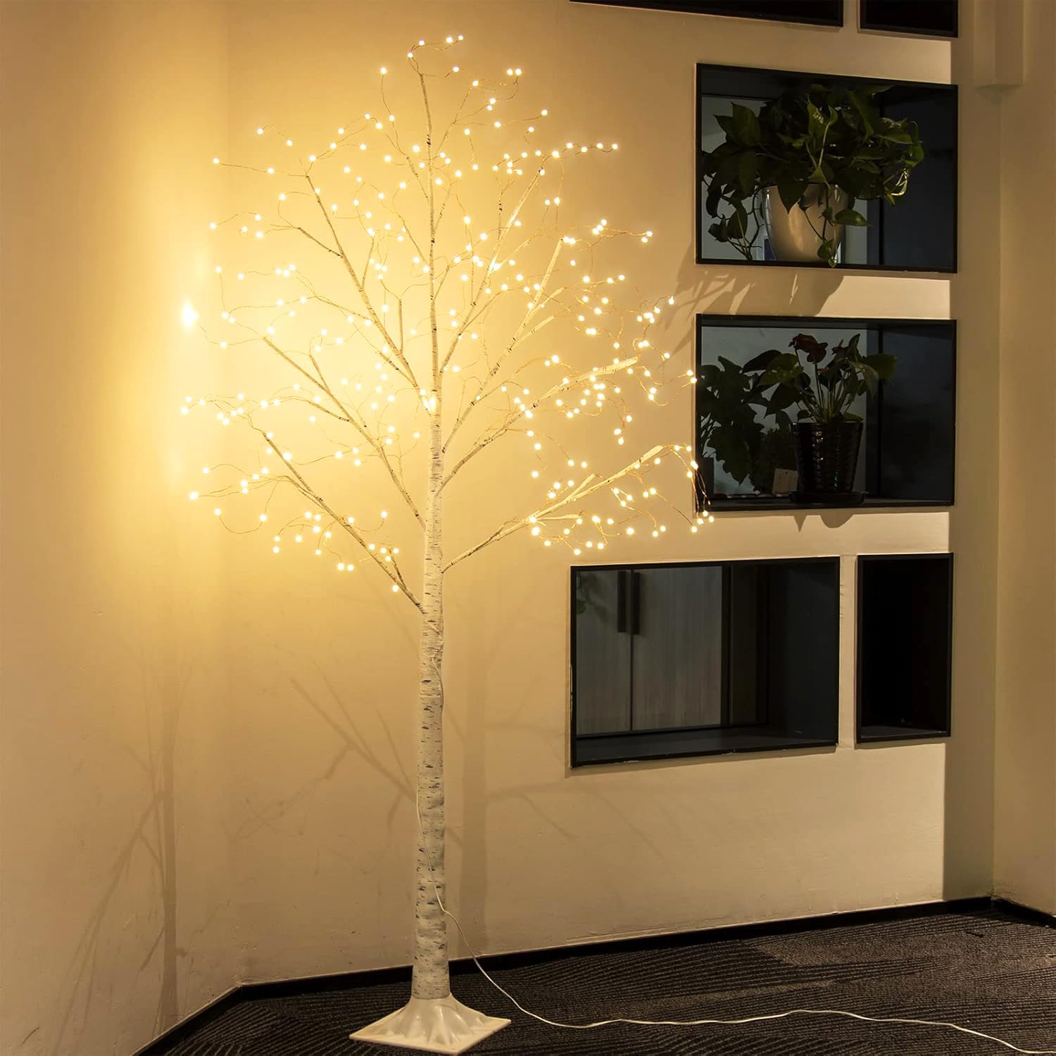 Vanthylit 6FT 288LT White Birch Tree with Fairy Lights Warm White for Indoor and Outdoor